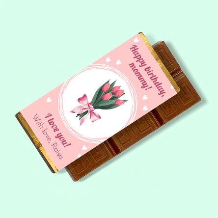 Mini chocolate bar personalised with message - Flowers