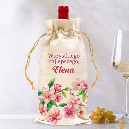 Torba na butelkę wina z indywidualnym napisem – Kwiaty