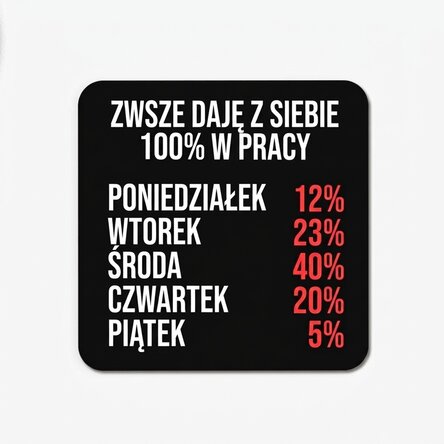 Podstawka pod szklankę z napisem – 100% at work
