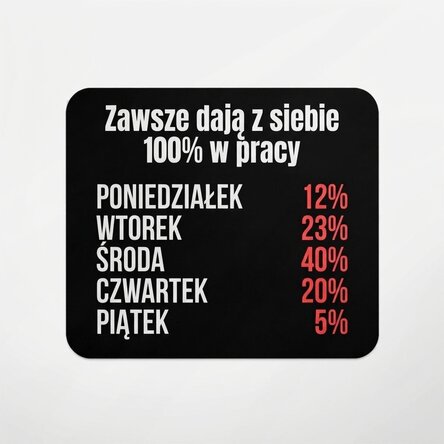 Podkładka pod mysz z napisem – 100% w pracy