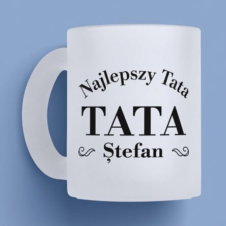 Szklany kubek z matowym wykończeniem z indywidualnym napisem – Najlepszy tata