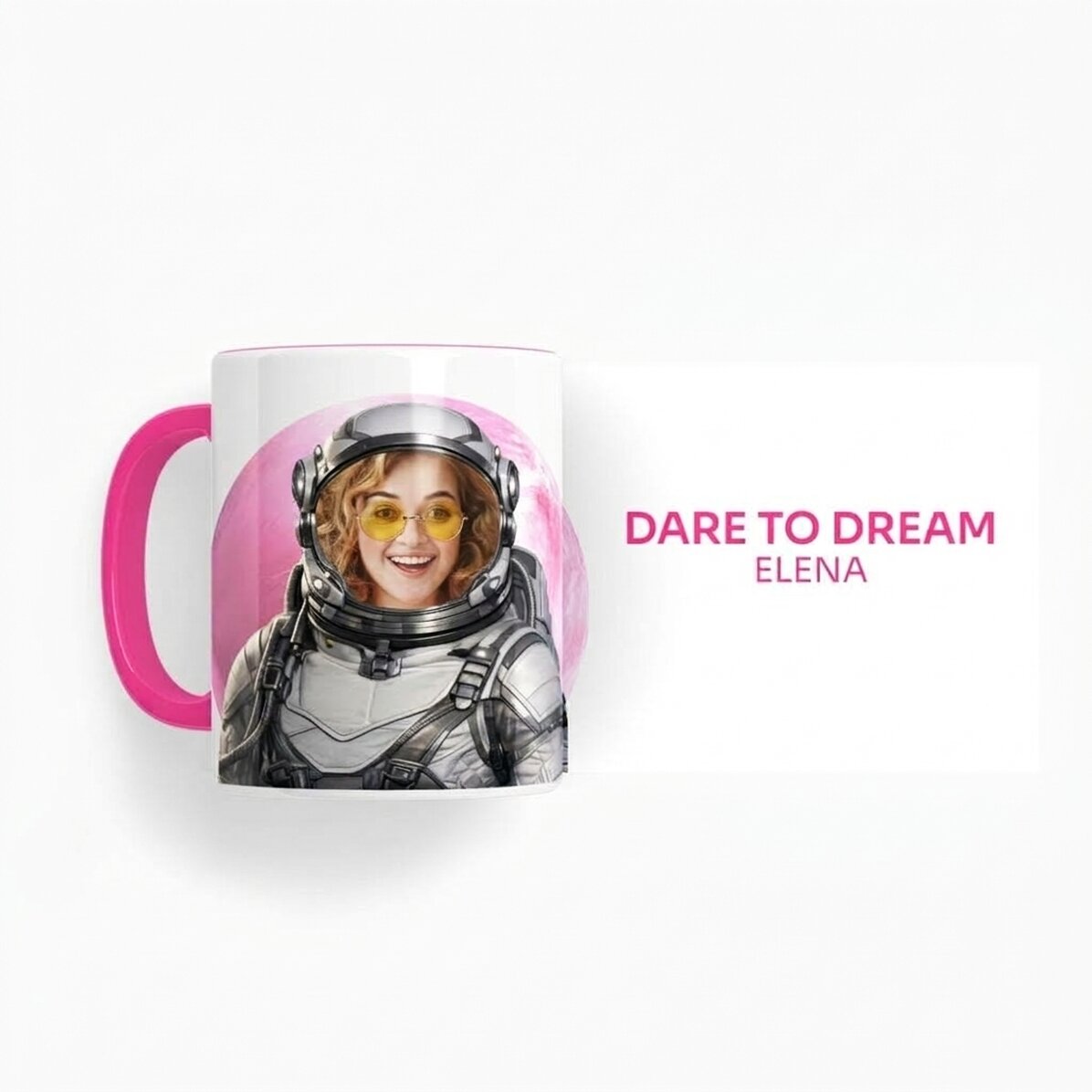 Spersonalizowany kubek ze zdjęciem i napisem – Dare to Dream – Wybierz swoją planetę