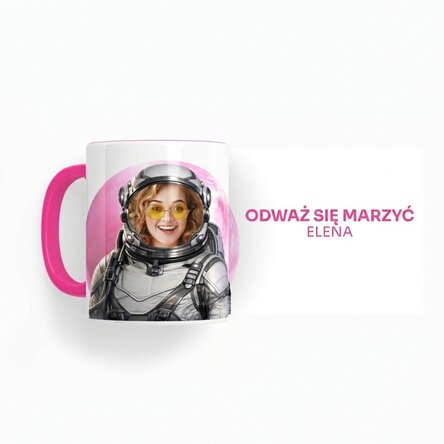 Spersonalizowany kubek ze zdjęciem i napisem – Dare to Dream – Wybierz swoją planetę