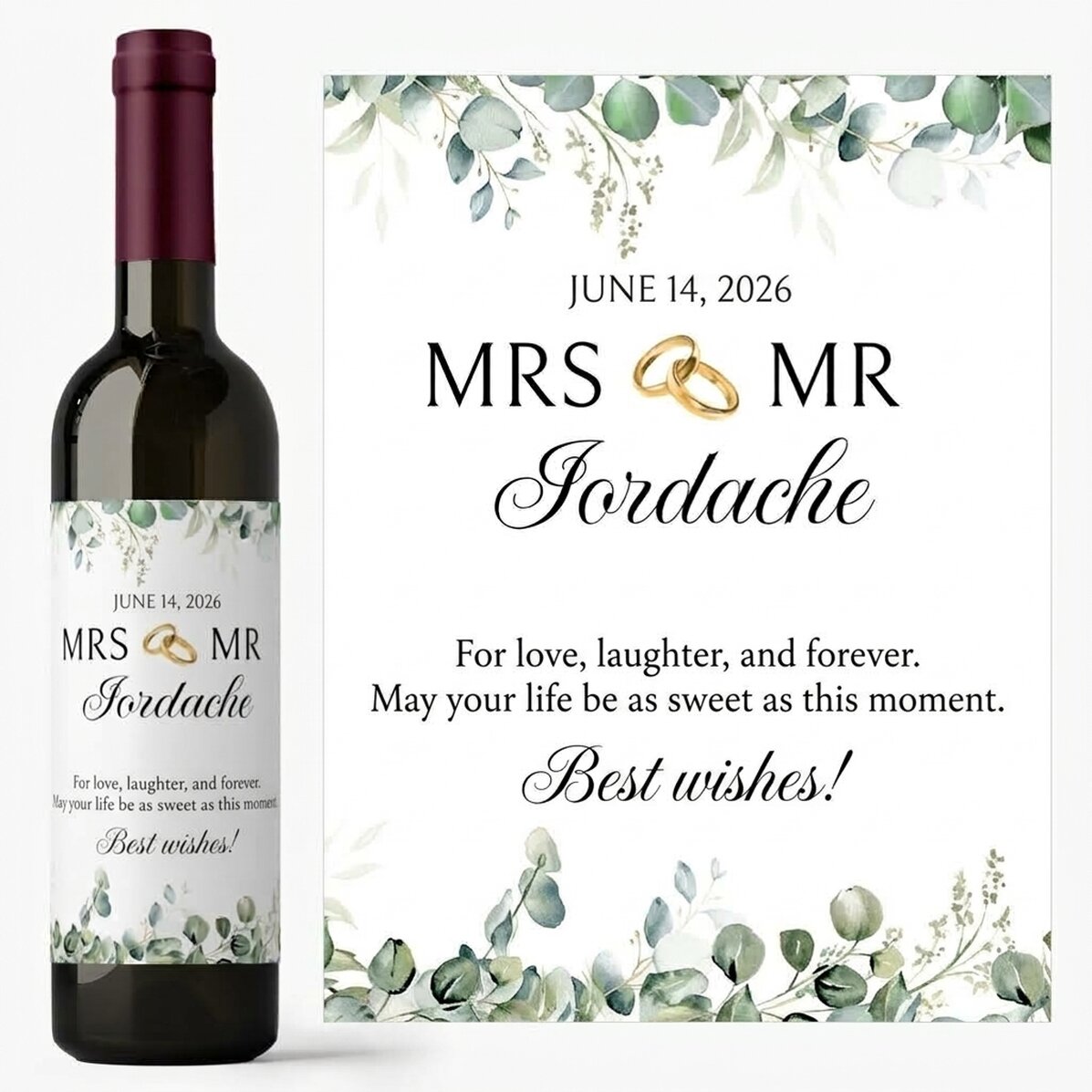 Wino z indywidualnym napisem – Mrs & Mr