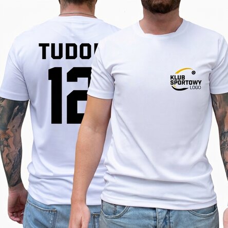 Spersonalizowana koszulka sportowa z nadrukiem z obu stron: logo, imieniem i numerem