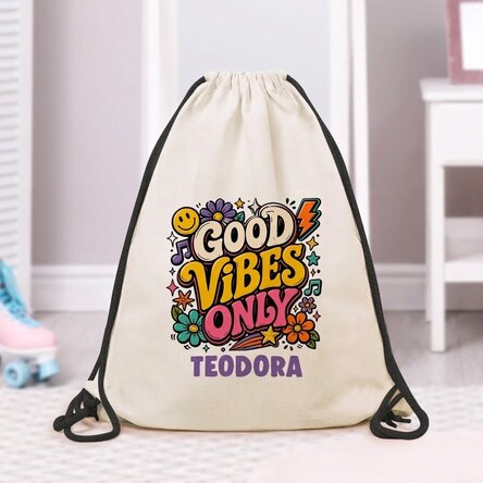 Plecak z indywidualnym nadrukiem – Good vibes only
