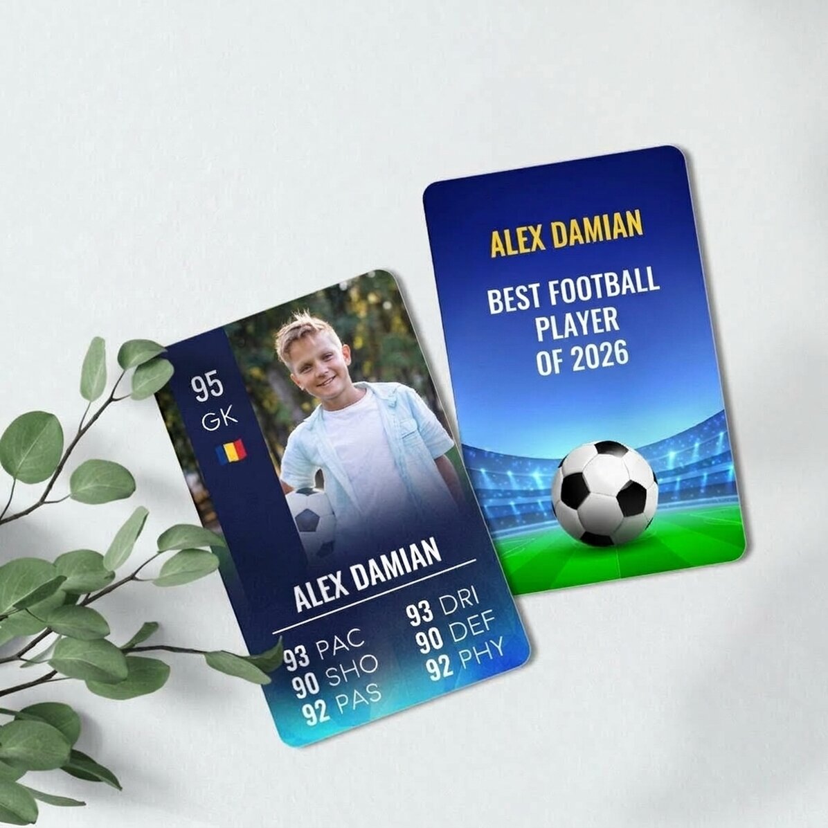 Spersonalizowana karta aluminiowa z nadrukiem na obu stronach, z wiadomością i zdjęciem – FIFA