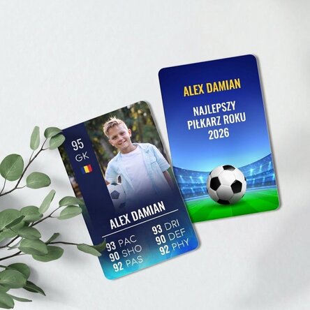 Spersonalizowana karta aluminiowa z nadrukiem na obu stronach, z wiadomością i zdjęciem – FIFA
