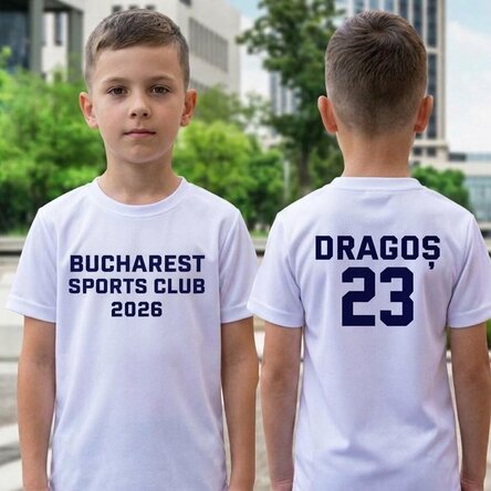 Spersonalizowana koszulka sportowa dla dziewczynki z nadrukiem z tyłu