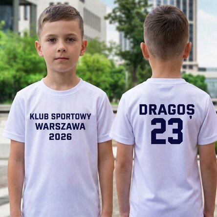 Spersonalizowana koszulka sportowa dla dziewczynki z nadrukiem z tyłu