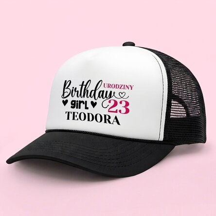 Czapka z indywidualnym napisem – Birthday girl