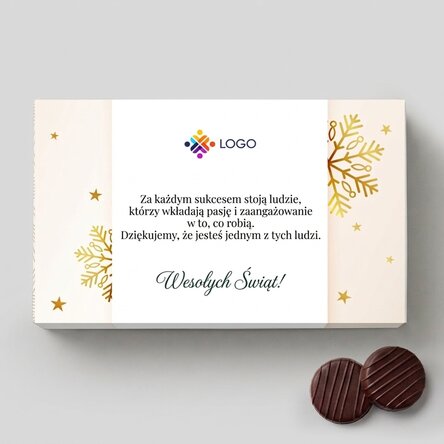Pudełko cukierków z kremem z indywidualnym logo i napisem – Gold Christmas