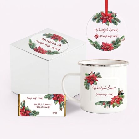 Spersonalizowany zestaw prezentowy na Boże Narodzenie z logo i dedykacją – Christmas