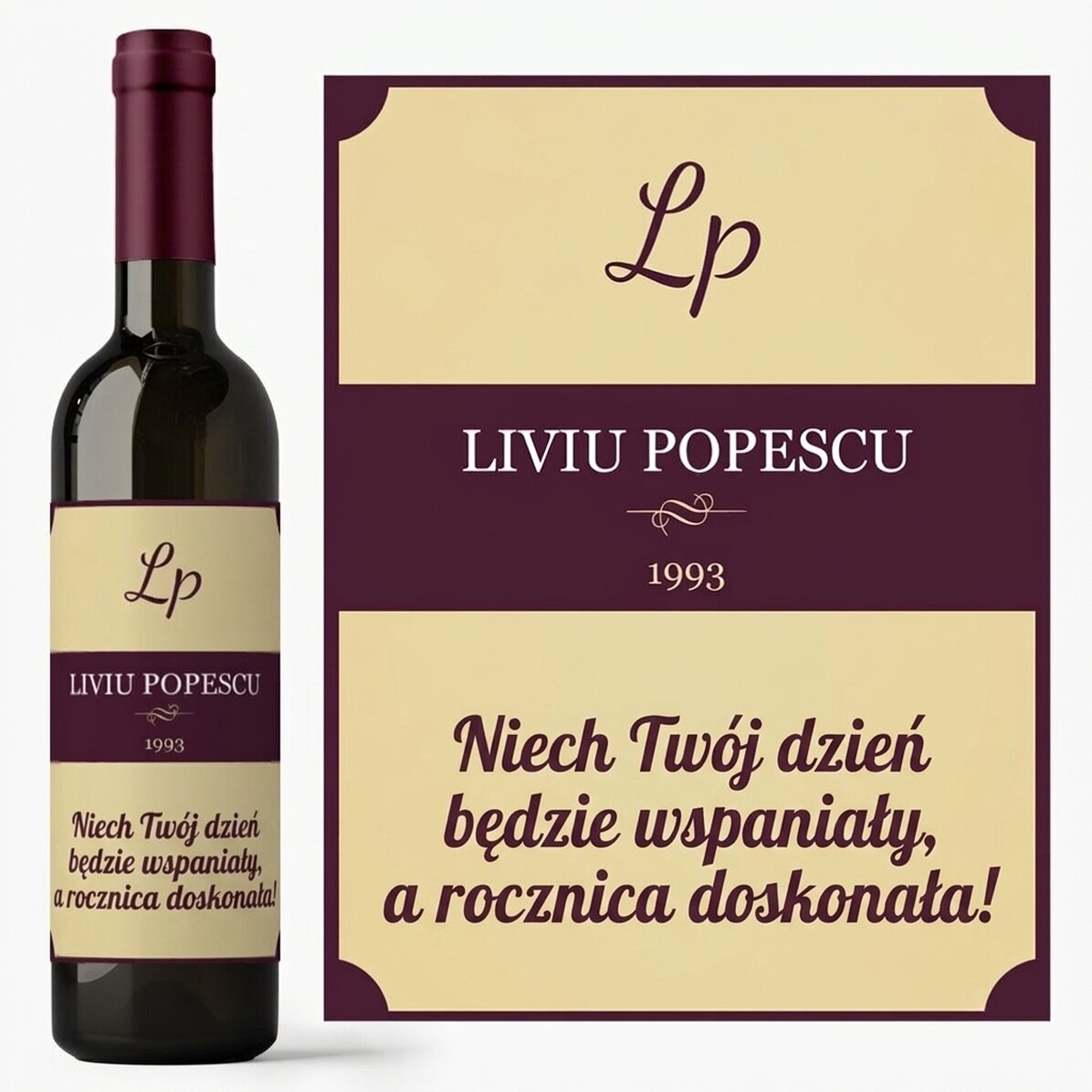 Wino z indywidualnym nadrukiem – Vintage Birthday