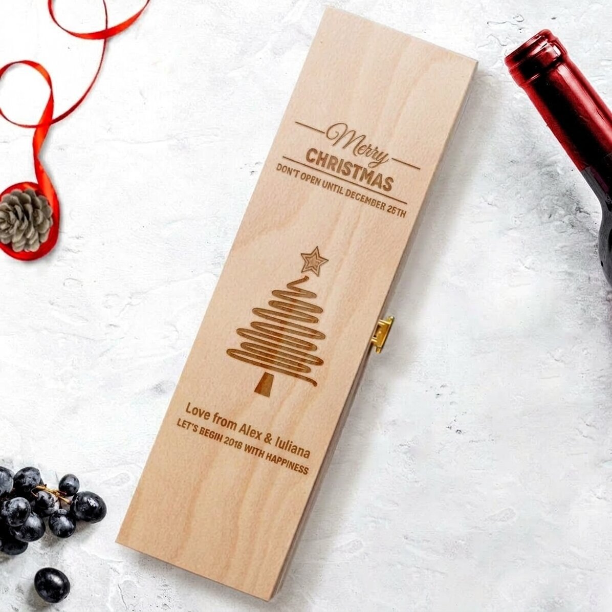 Spersonalizowane pudełko na wino – Star Christmas Tree