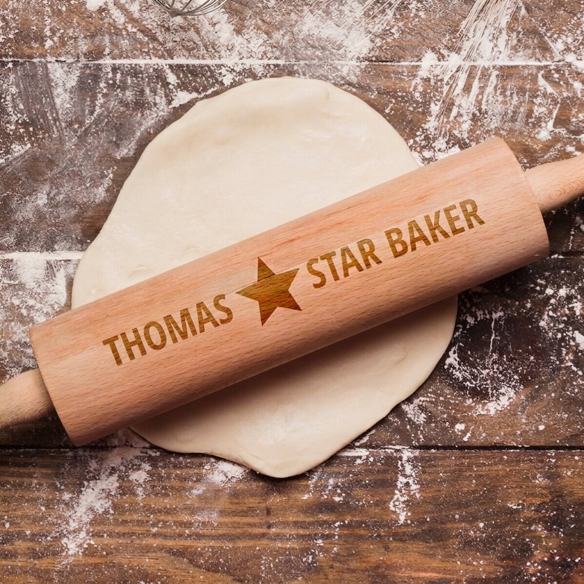 Drewniana łopatka do ciasta z personalizacją – Star Baker