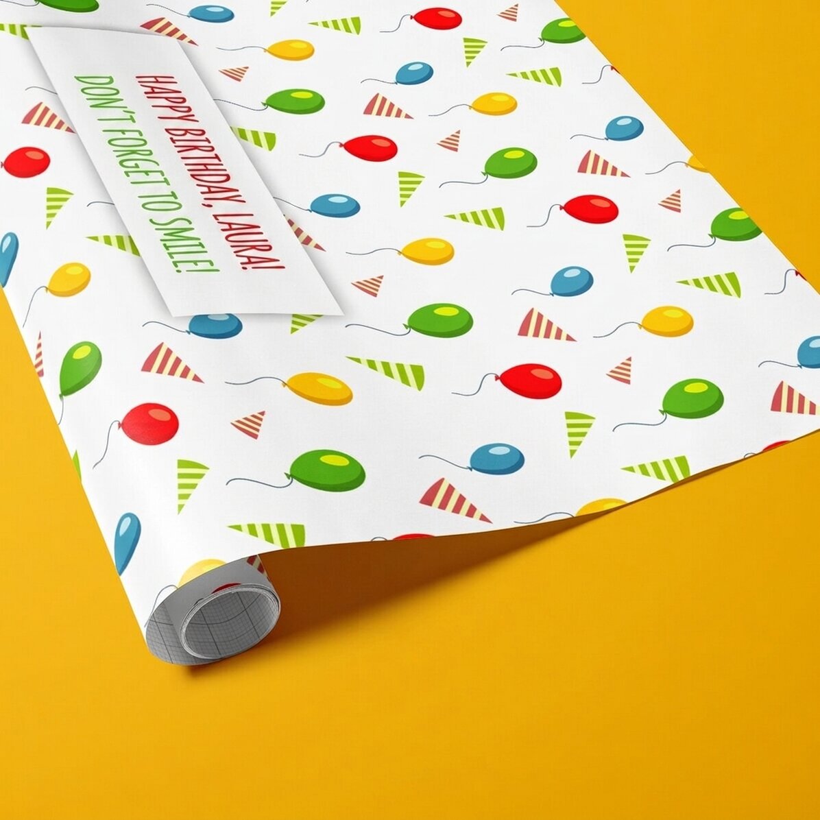 Spersonalizowany papier do pakowania prezentów – wzór urodzinowy
