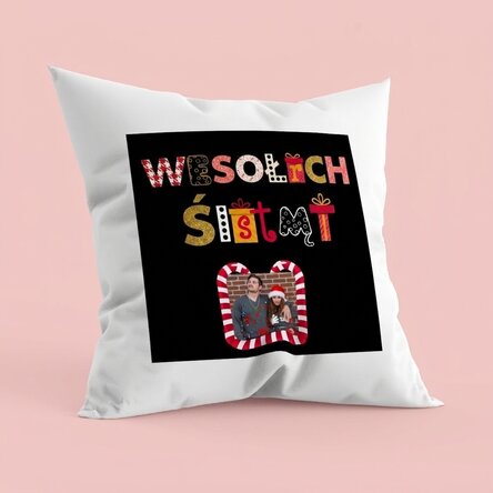 Spersonalizowana poduszka ze zdjęciem – Wesołych Świąt