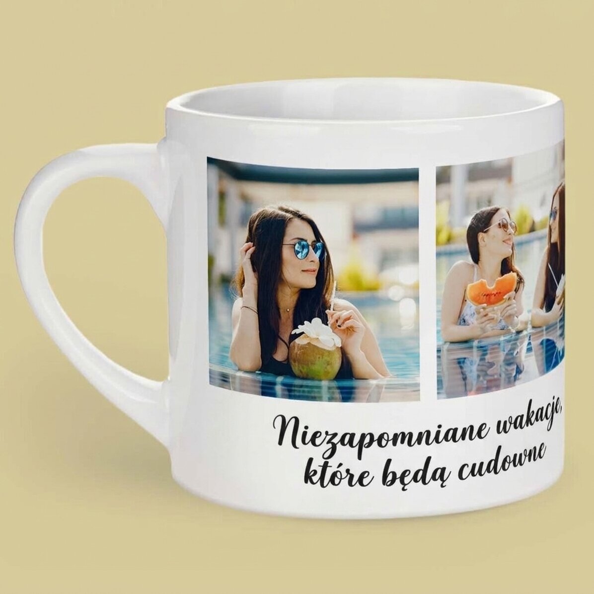 Spersonalizowany kubek do espresso z 4 zdjęciami i napisem