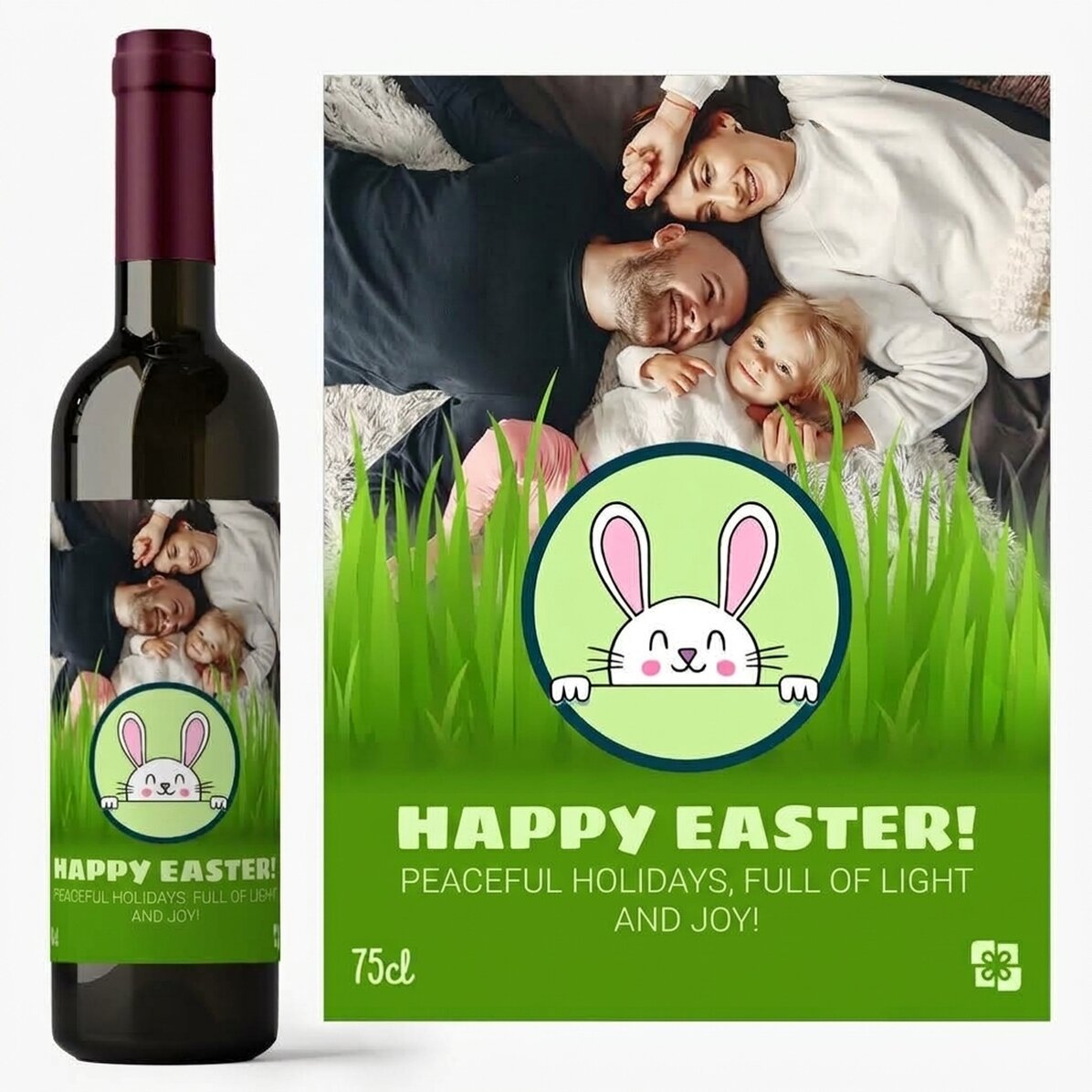 Wino z indywidualnym nadrukiem tekstu i zdjęcia – Wesołych Świąt Wielkanocnych!