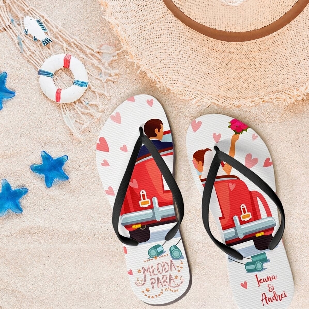 Klapki personalizowane z napisem – Honeymoon
