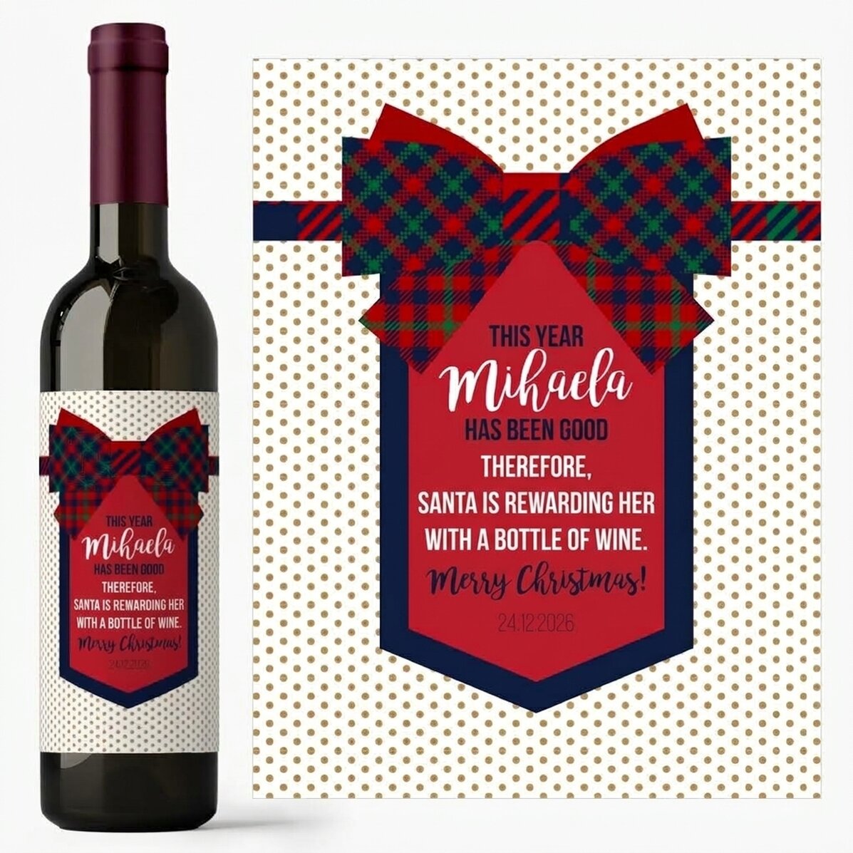 Wino z indywidualnym napisem – Kokardka