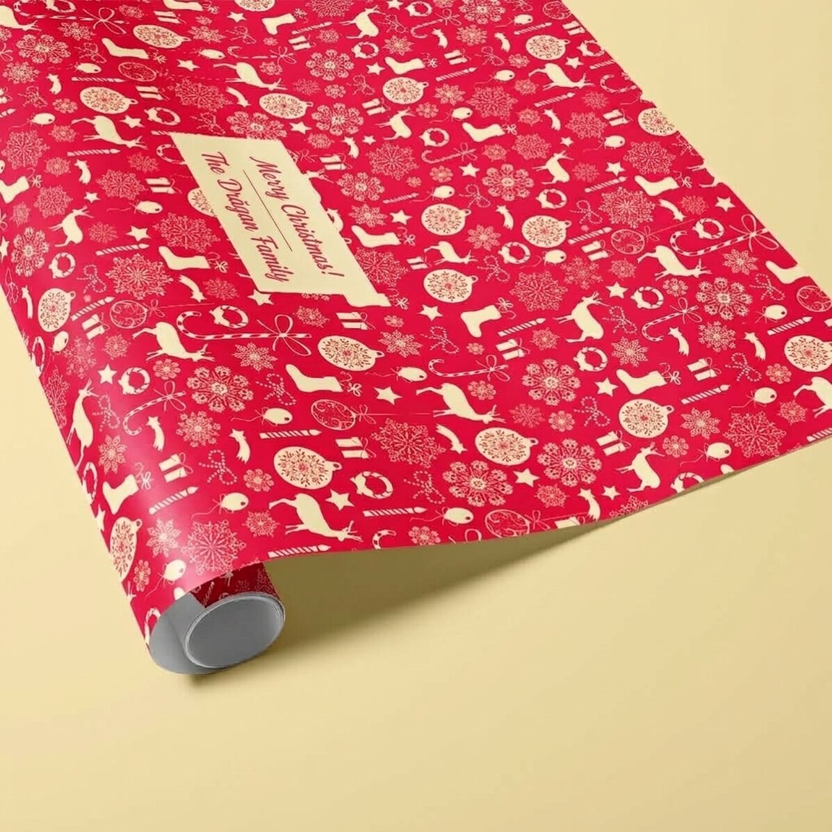 Papier do pakowania prezentów z indywidualnym napisem w ramce – Reni