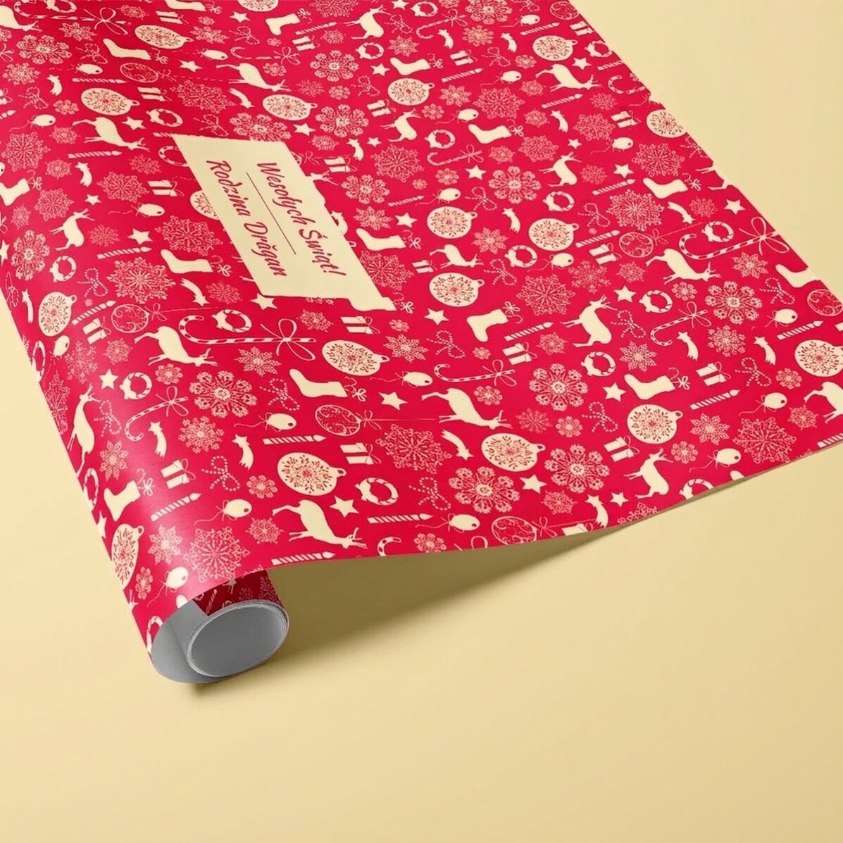 Papier do pakowania prezentów z indywidualnym napisem w ramce – Reni