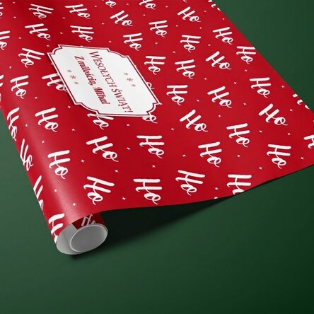 Papier do pakowania prezentów z indywidualnym napisem w ramce – HoHoHo
