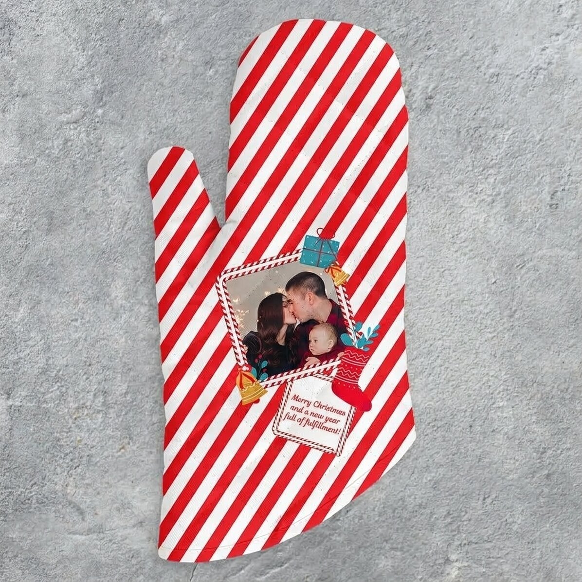 Spersonalizowana rękawica kuchenna ze zdjęciem i napisem – Candy Cane