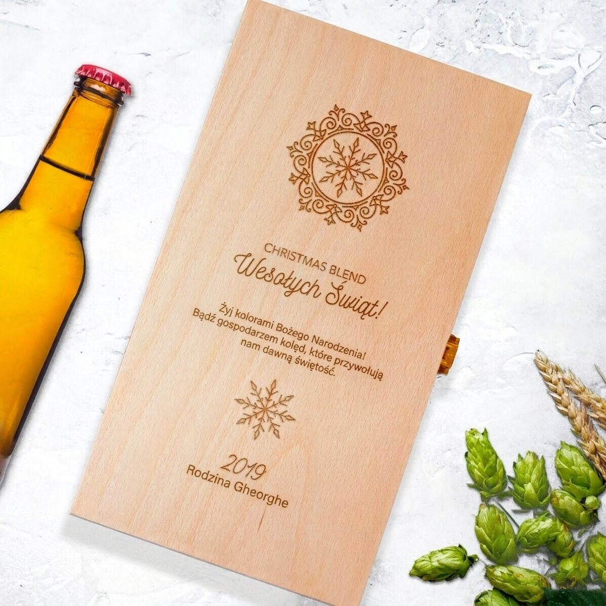 Spersonalizowane pudełko na trzy butelki piwa – Christmas Blend