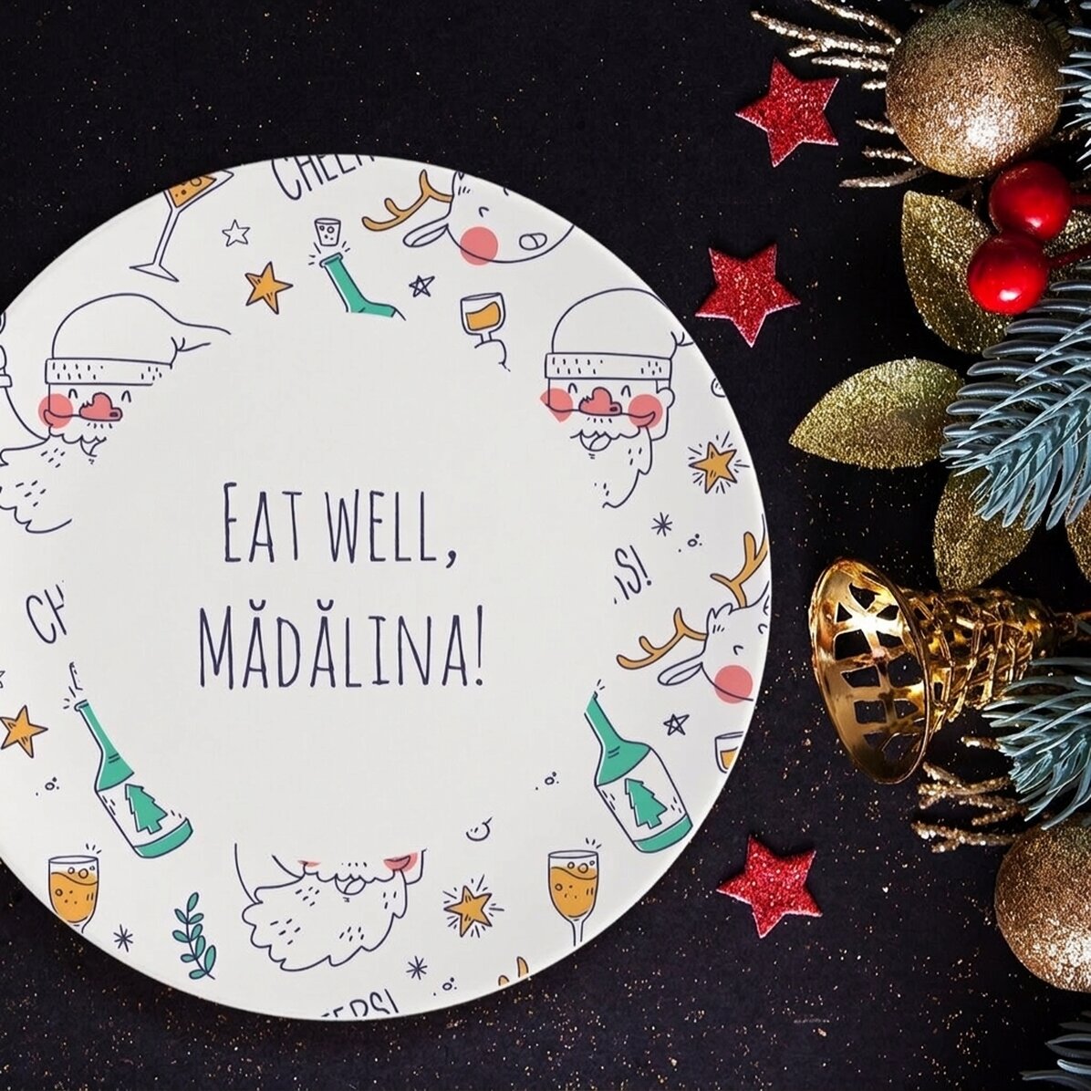 Spersonalizowany talerz z napisem – Drunk Santa