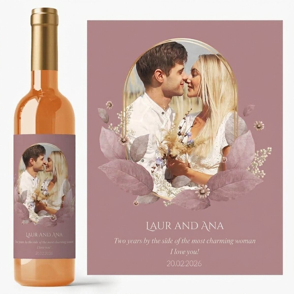 Wino z indywidualnym nadrukiem tekstu i zdjęcia – Floral