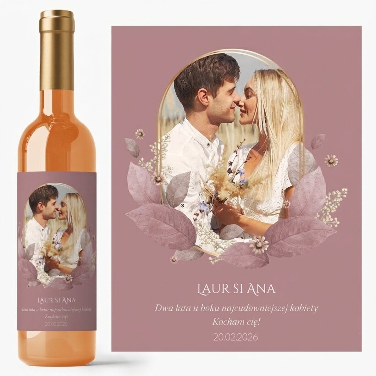 Wino z indywidualnym nadrukiem tekstu i zdjęcia – Floral