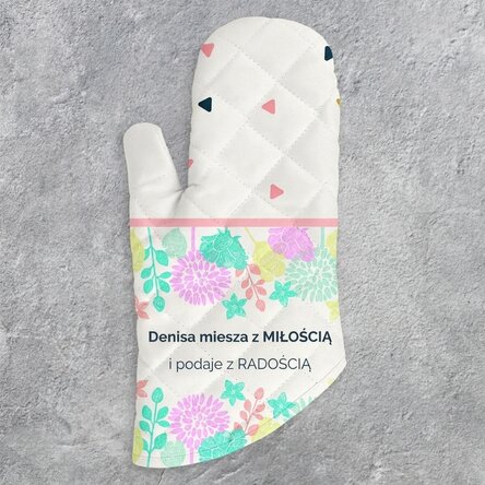 Spersonalizowana rękawica kuchenna z napisem – „Mixed with love”