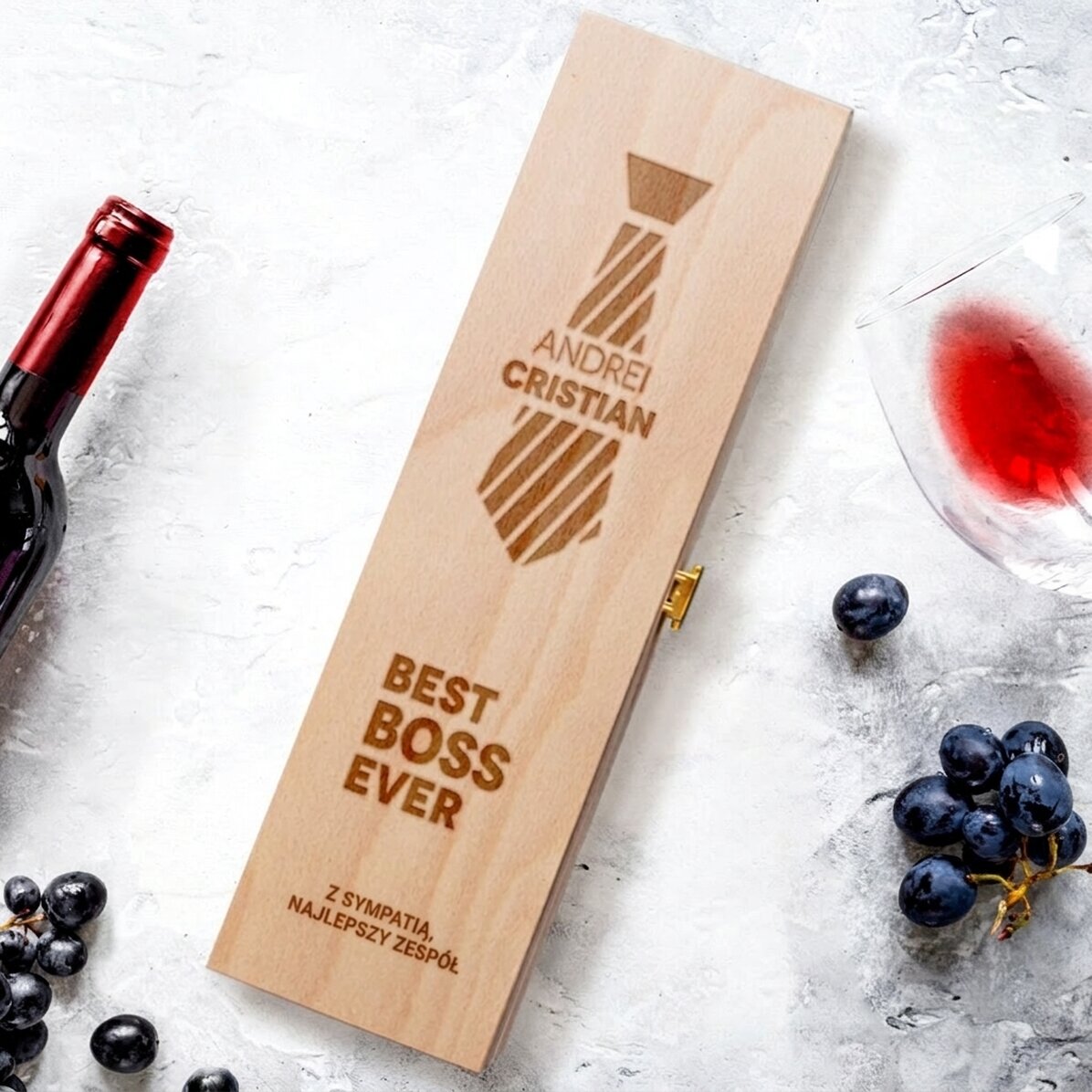 Spersonalizowane pudełko na wino – Best Boss Ever 2