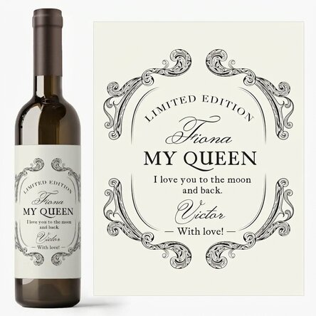Personalised wine with text - Antique