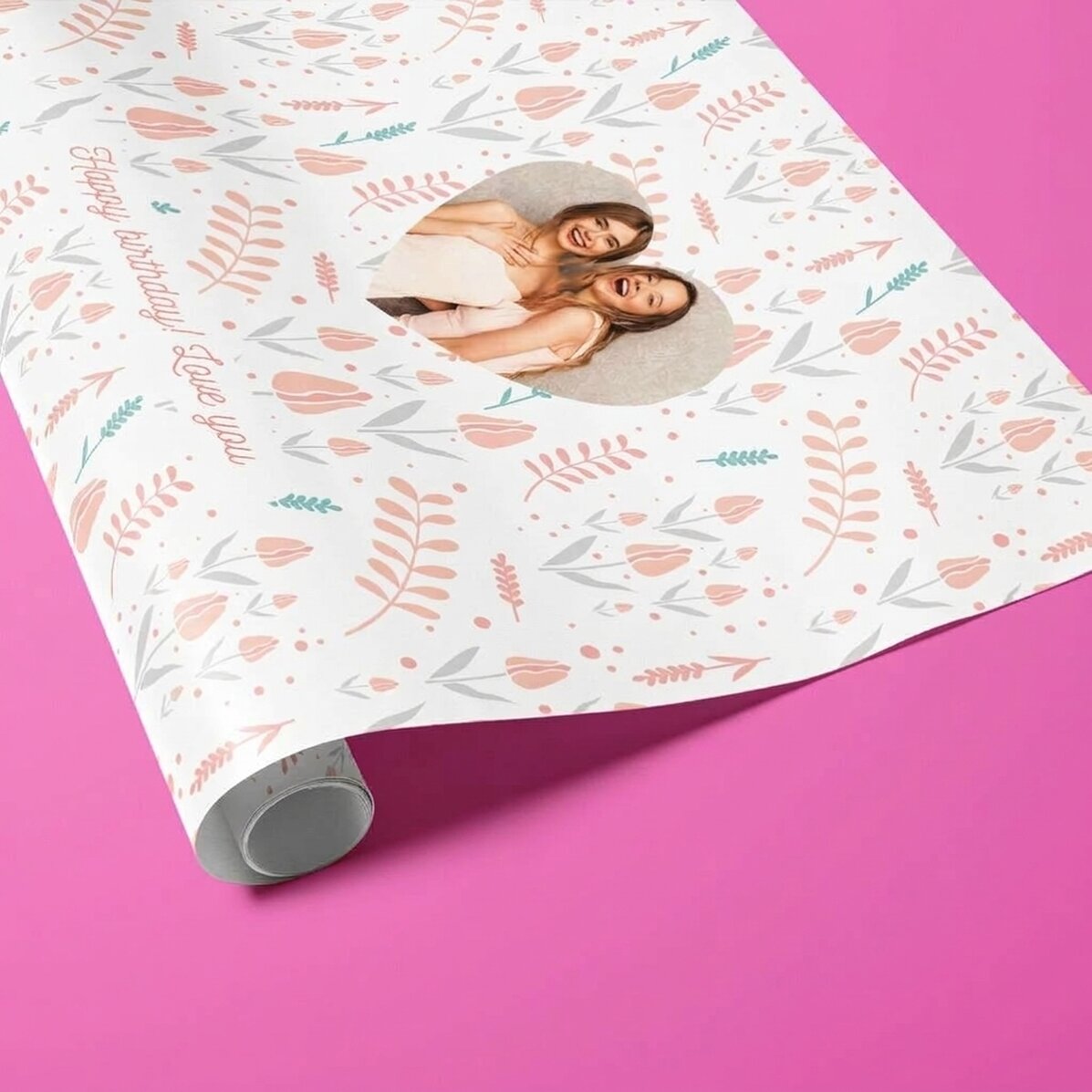 Papier do pakowania prezentów z nadrukiem zdjęcia i tekstu – Spring