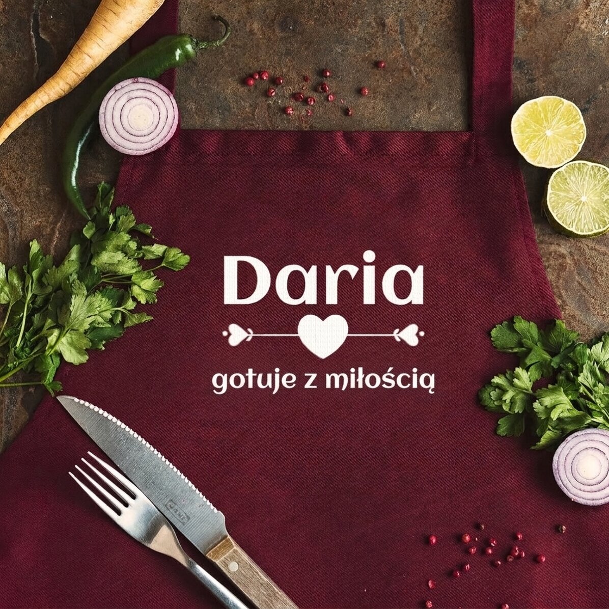 Fartuch z indywidualnym nadrukiem – Gotujemy z miłością