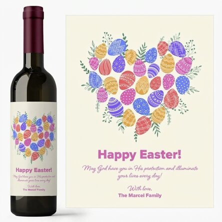 Wino z indywidualnym napisem na Wielkanoc – wzór „Serce”