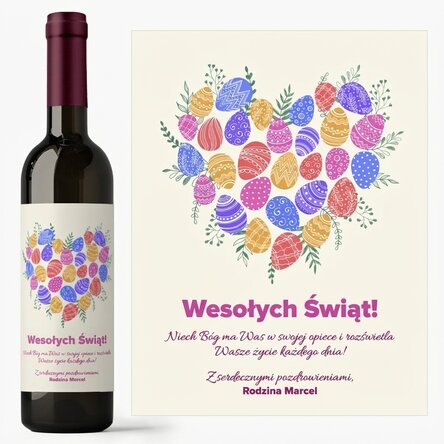 Wino z indywidualnym napisem na Wielkanoc – wzór „Serce”