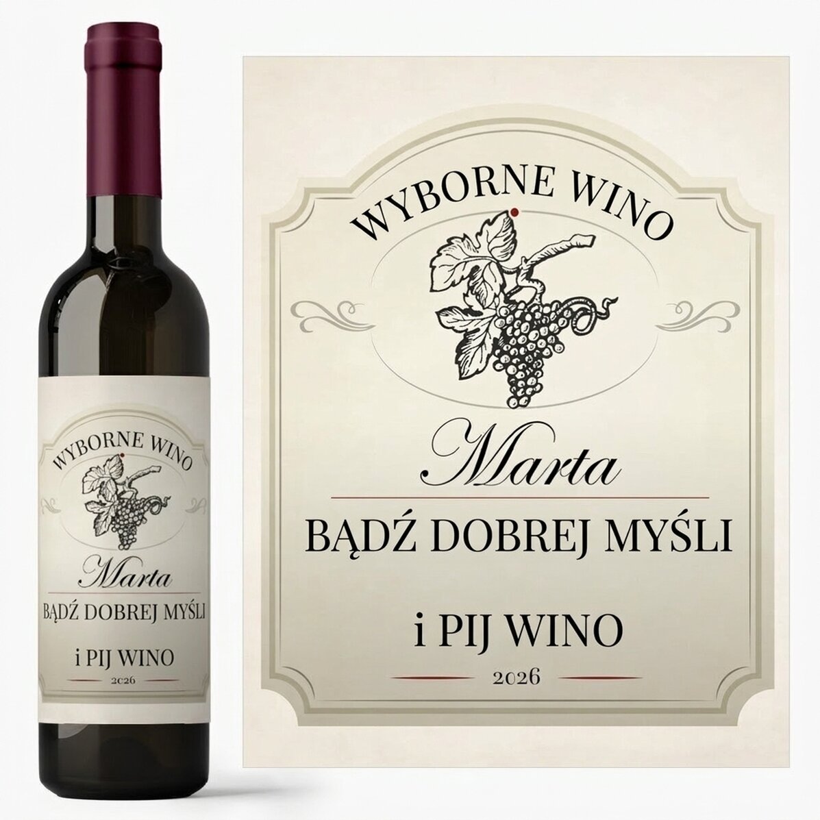 Wino z indywidualnym napisem – „Stay positive and drink wine”