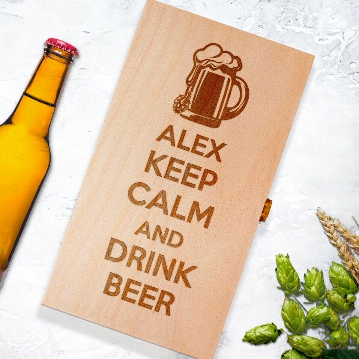 Spersonalizowane pudełko na trzy butelki piwa – Keep Calm and Drink Beer