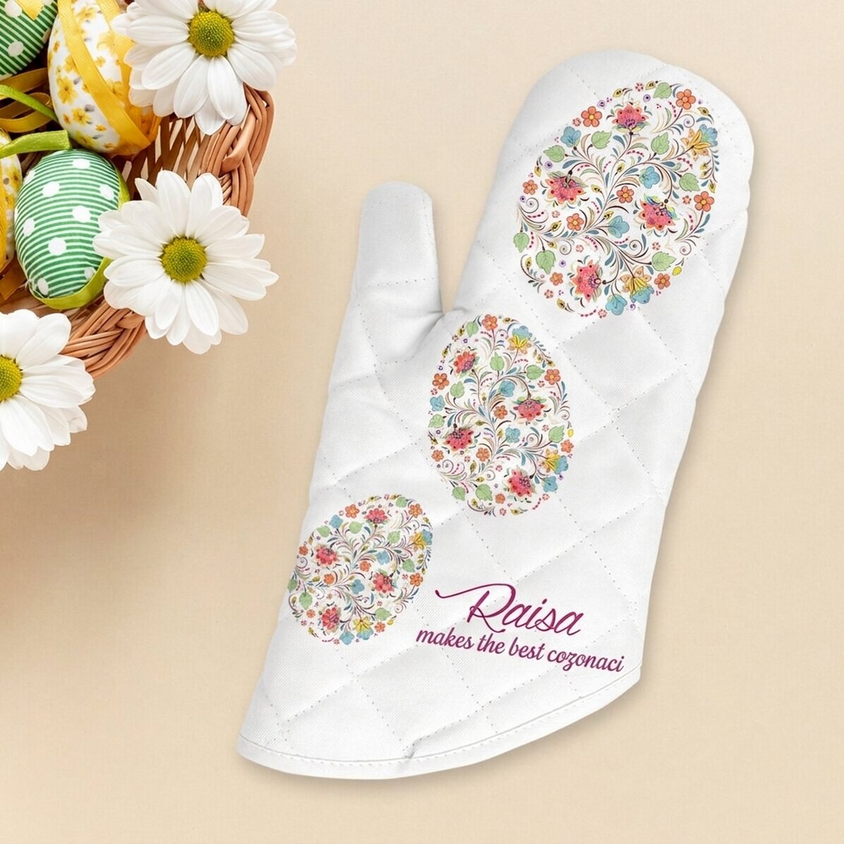 Spersonalizowana rękawica kuchenna z napisem – Happy Easter