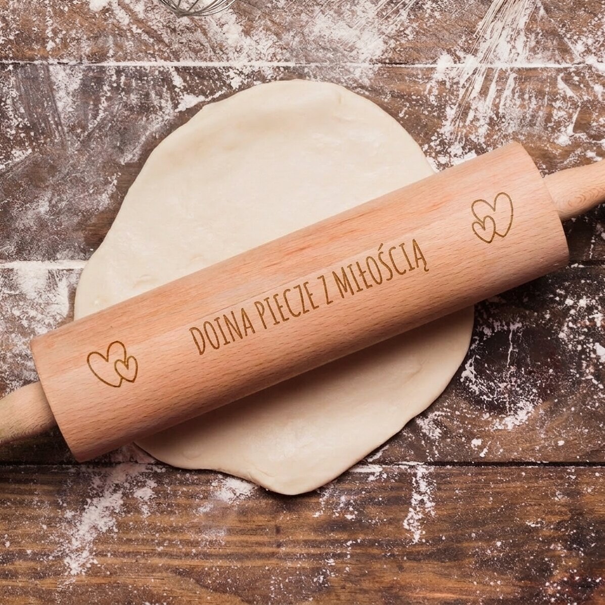Drewniana łopatka do ciasta z indywidualnym nadrukiem – Bake with love