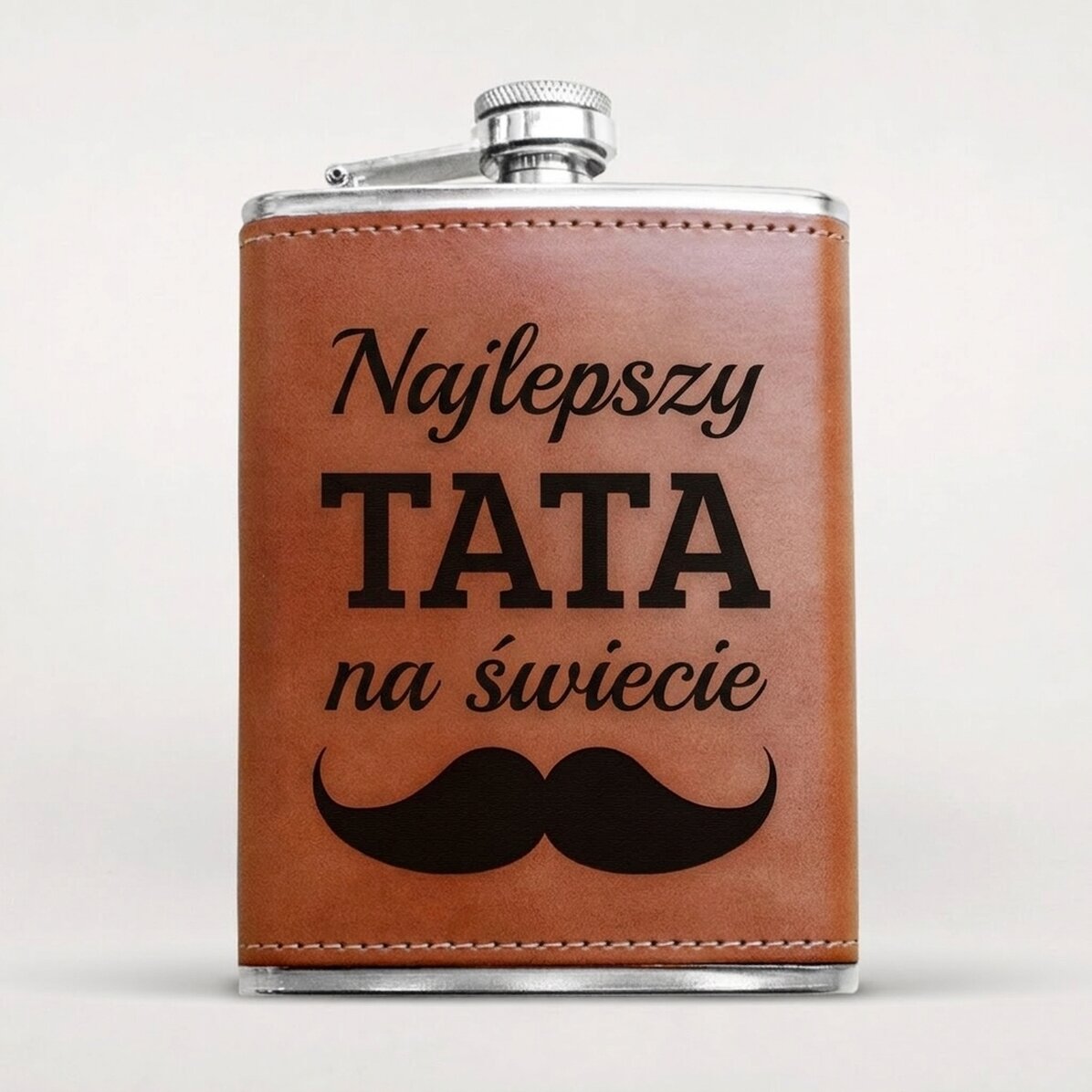 Spersonalizowana butelka kieszonkowa w skórzanym etui – Best DAD