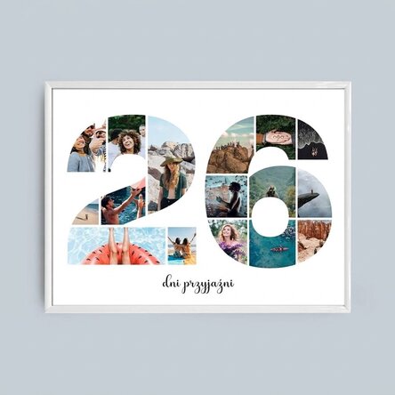Spersonalizowany obraz w formacie poziomym z 16 zdjęciami – wzór nr 26 i napisem