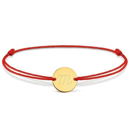 Spersonalizowana bransoletka ze sznurkiem – monetka 14 mm – srebro próby 925 – model z inicjałem