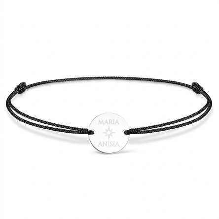 Spersonalizowana bransoletka ze sznurkiem – monetka 14 mm – srebro próby 925 – model w kształcie gwi