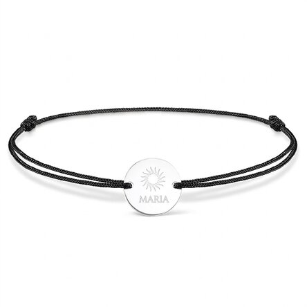 Spersonalizowana bransoletka ze sznurkiem – monetka 14 mm – srebro próby 925 – wzór słońca